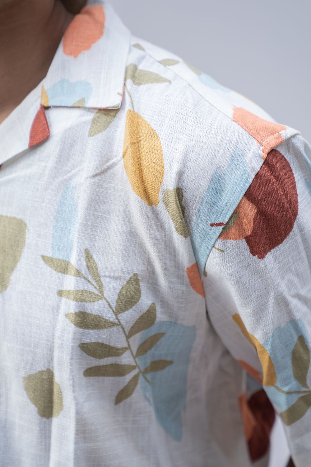 Earthy Blossom | Cuban Collar Boxy Shirt