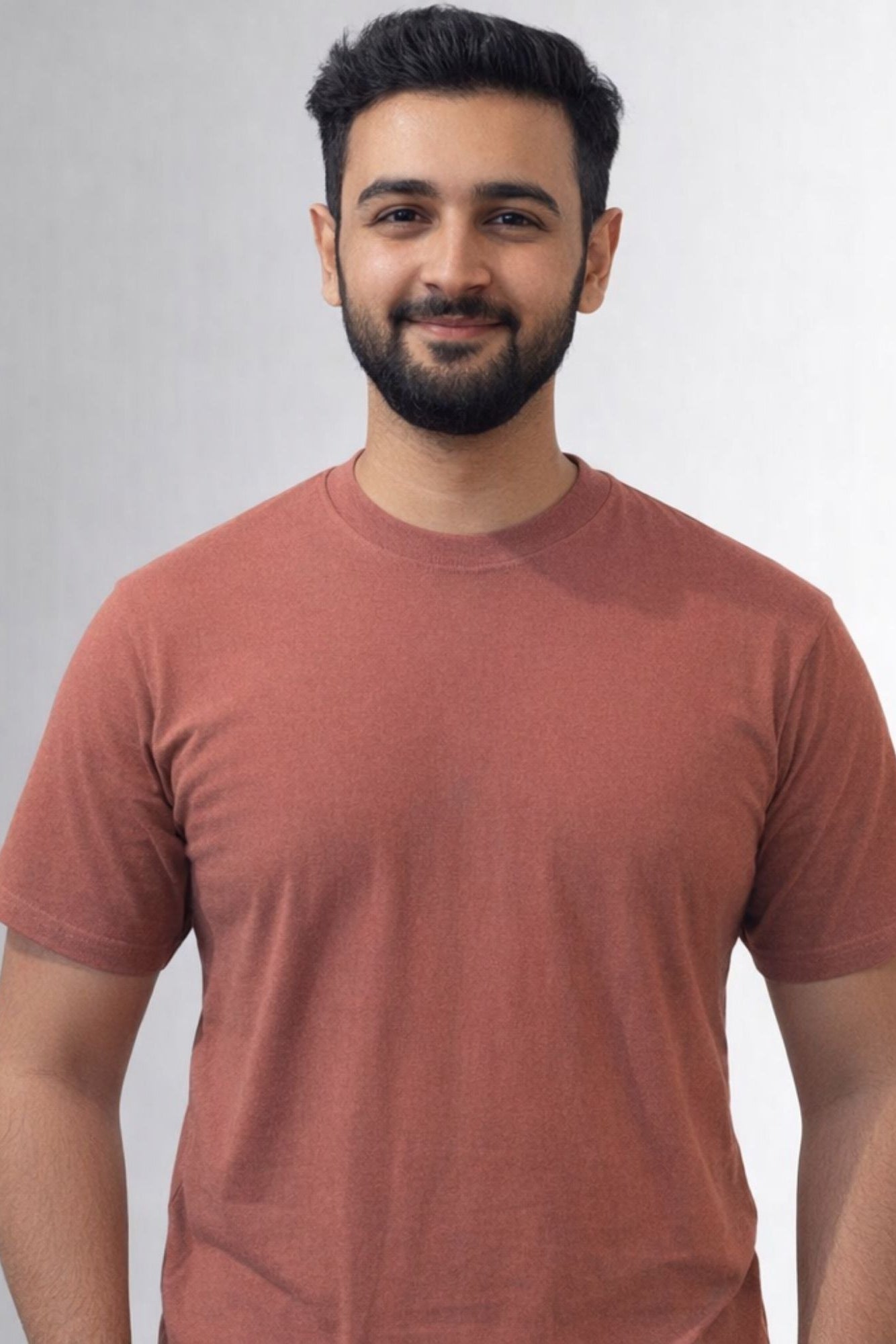 Round Neck ARAM Half Sleeve T shirt | Brown