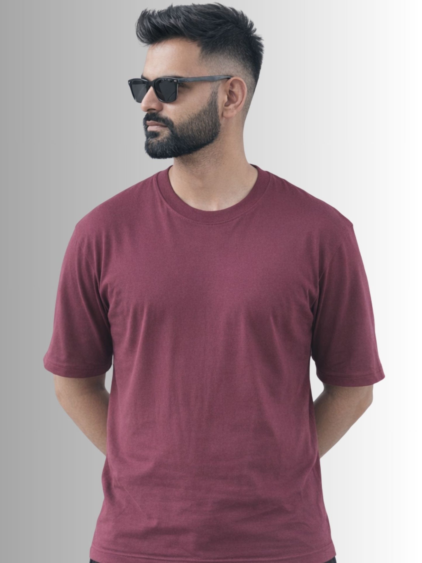 Round Neck ARAM Drop Shoulder | Maroon