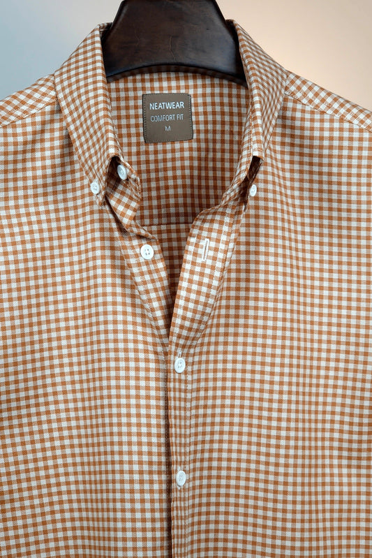 Classic Brown Gingham Check Shirt