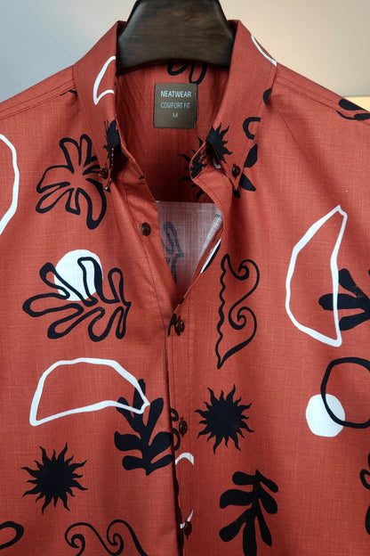 Terracotta Tropical Print Shirt