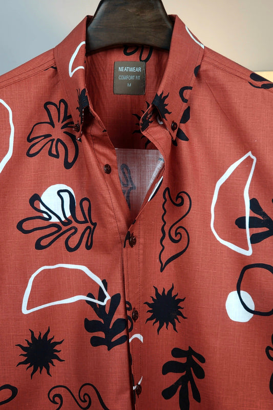 Terracotta Tropical Print Shirt