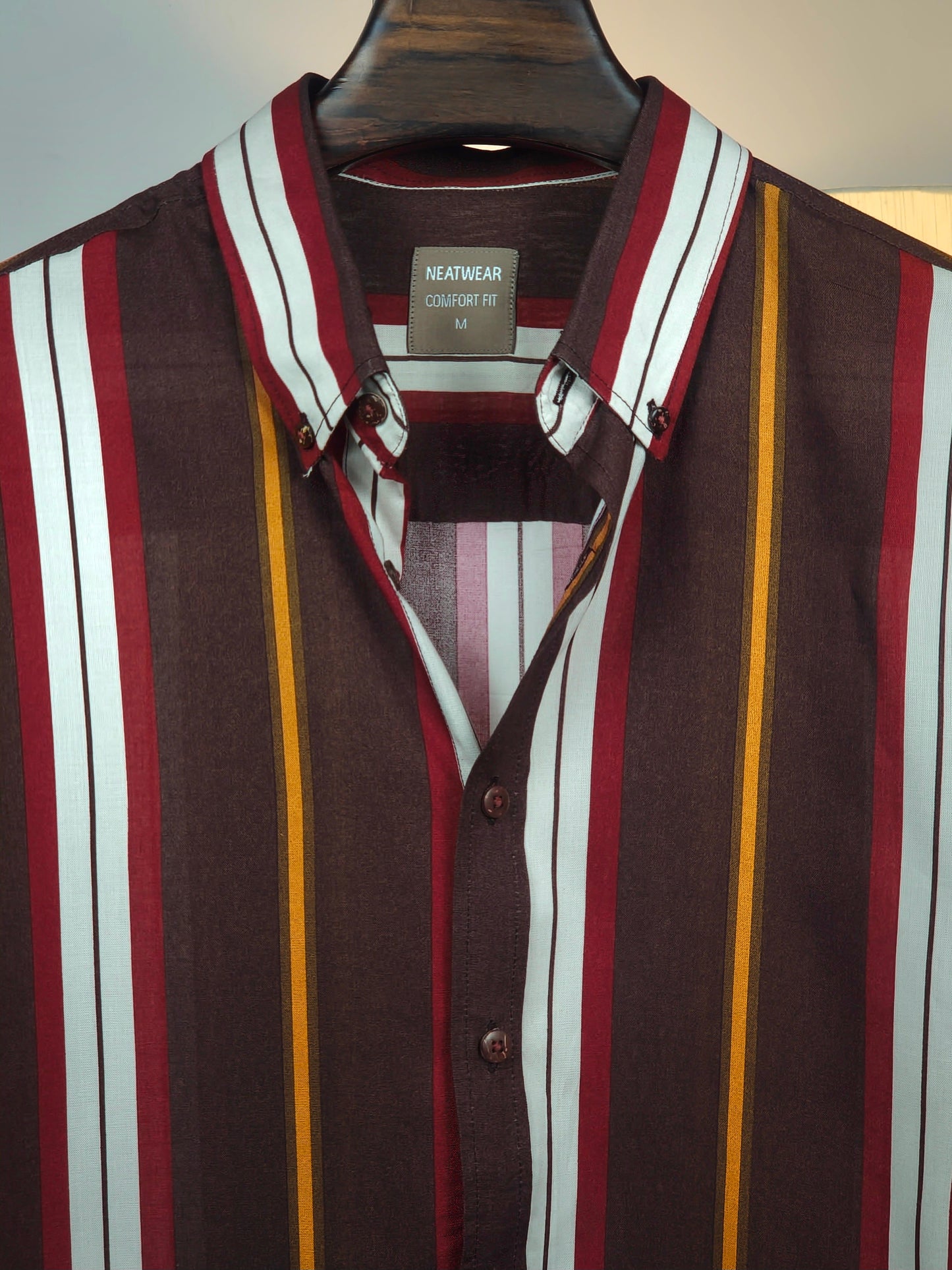 Maroon & Mustard Multi-Stripe Fusion Shirt