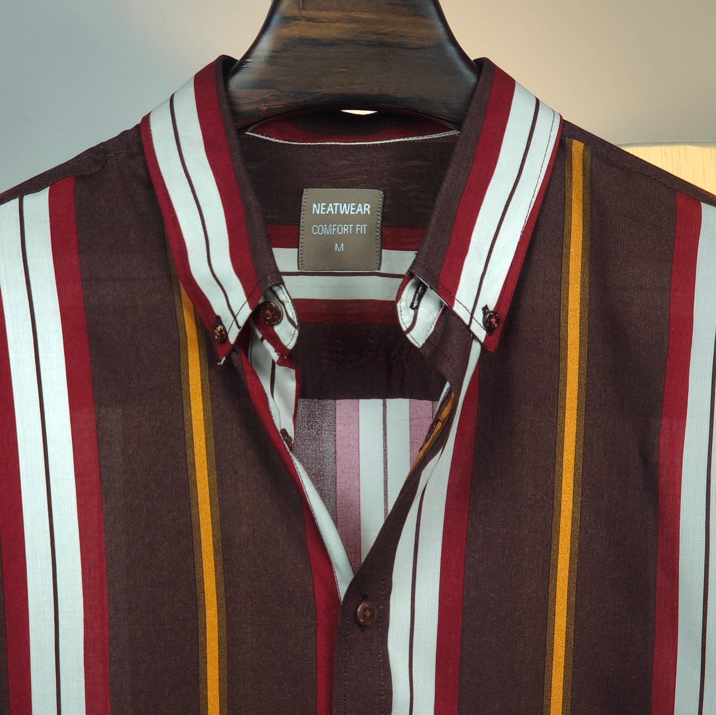 Maroon & Mustard Multi-Stripe Fusion Shirt