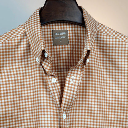 Classic Brown Gingham Check Shirt