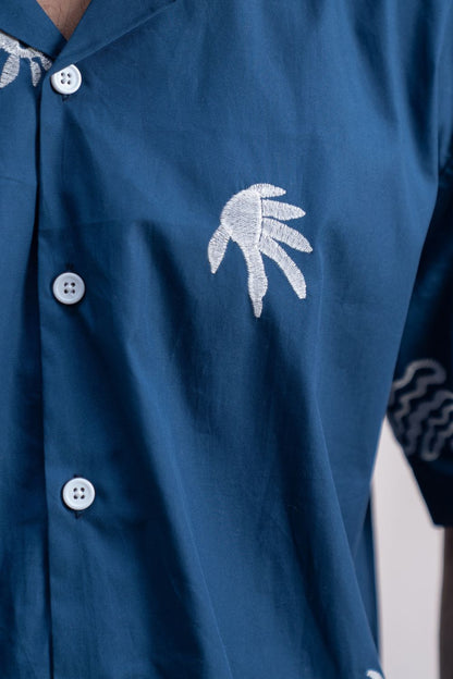 Ocean Symbols | Cuban Collar Boxy Shirt