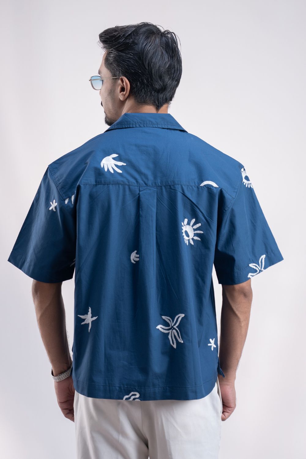 Ocean Symbols | Cuban Collar Boxy Shirt