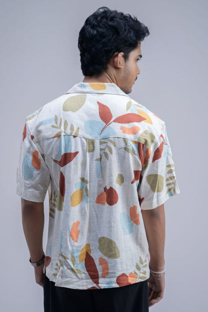 Earthy Blossom | Cuban Collar Boxy Shirt