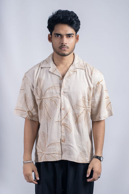 Desert Blossom | Cuban Collar Boxy Shirt