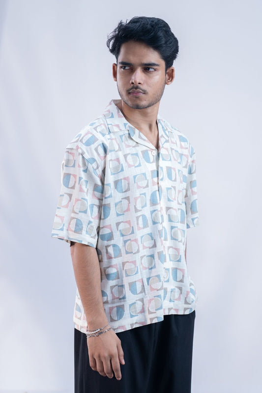Pastel Orbit | Cuban Collar Boxy Shirt