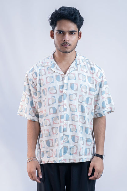 Pastel Orbit | Cuban Collar Boxy Shirt