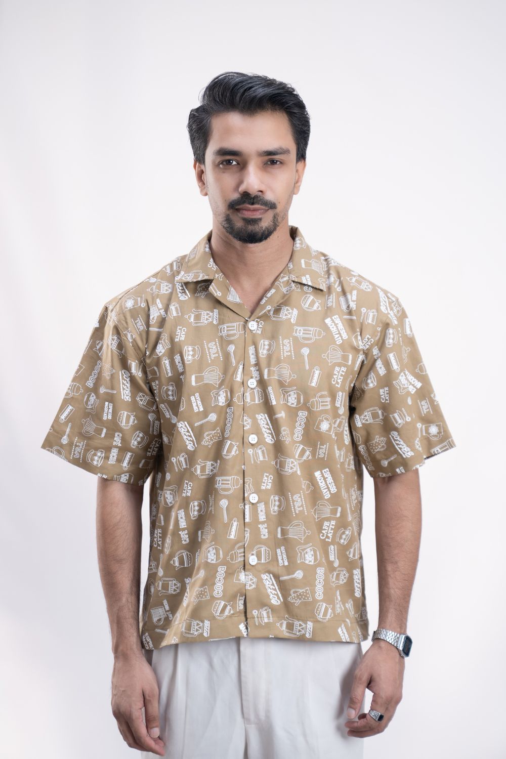Mocha | Cuban Collar Boxy Shirt