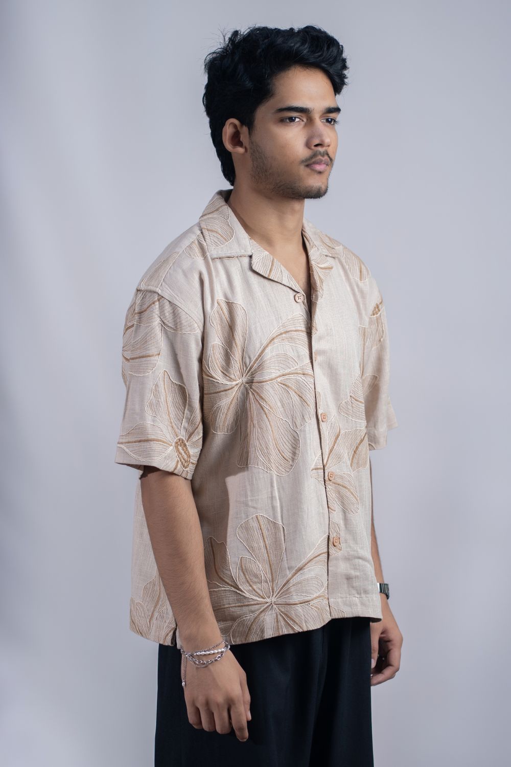 Desert Blossom | Cuban Collar Boxy Shirt