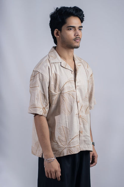 Desert Blossom | Cuban Collar Boxy Shirt
