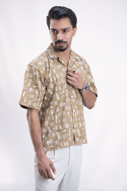 Mocha | Cuban Collar Boxy Shirt