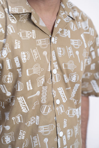 Mocha | Cuban Collar Boxy Shirt