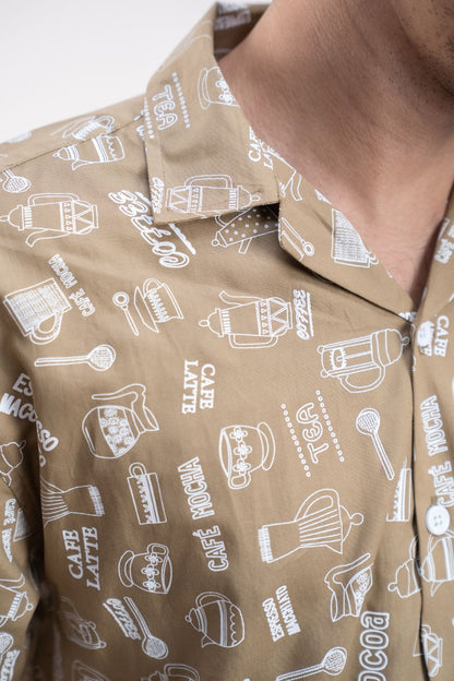 Mocha | Cuban Collar Boxy Shirt