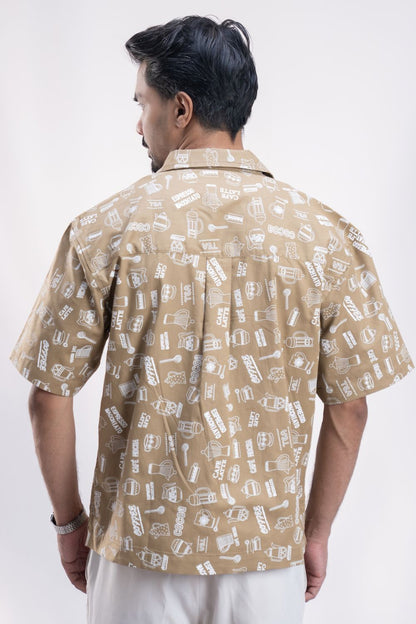 Mocha | Cuban Collar Boxy Shirt