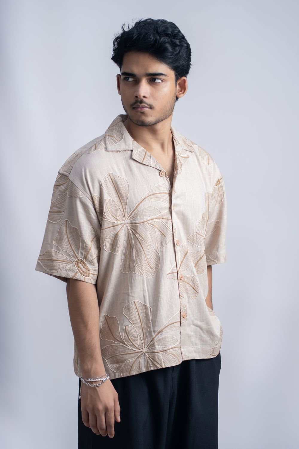 Desert Blossom | Cuban Collar Boxy Shirt