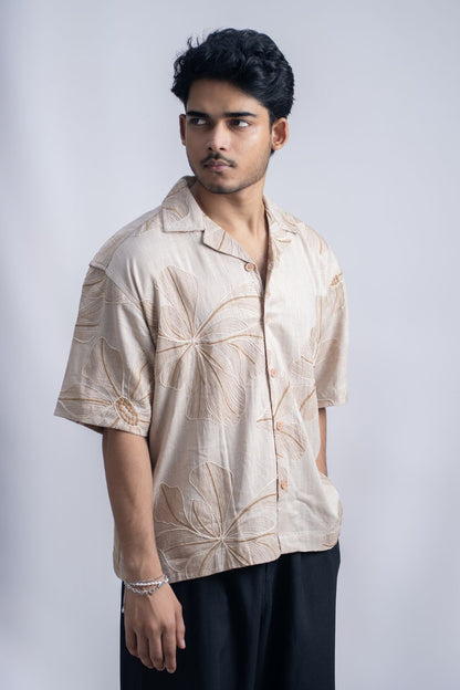 Desert Blossom | Cuban Collar Boxy Shirt
