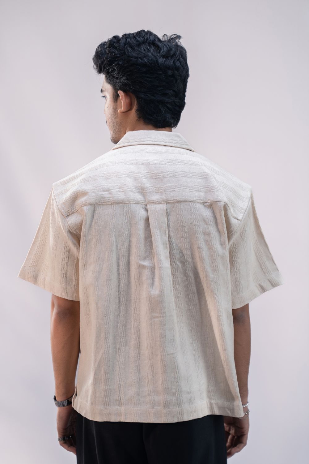 Vanilla Cord | Cuban Collar Boxy Shirt