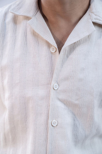 Vanilla Cord | Cuban Collar Boxy Shirt
