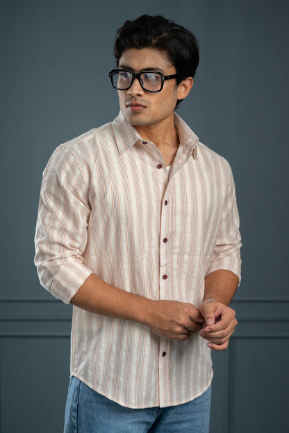 Sage Peach Stripe Shirt