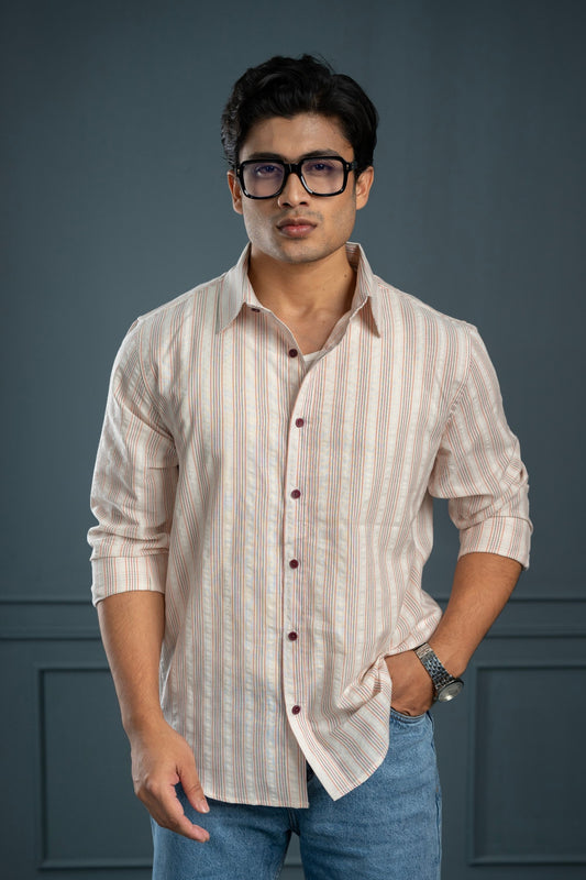 Sage Peach Stripe Shirt