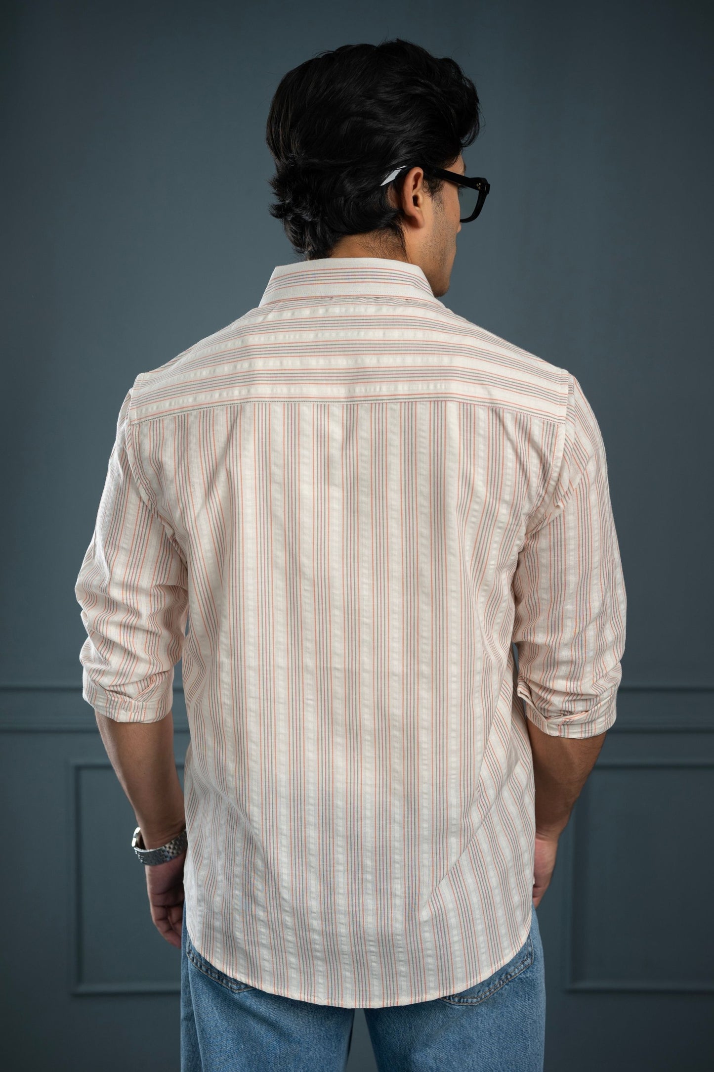 Sage Peach Stripe Shirt
