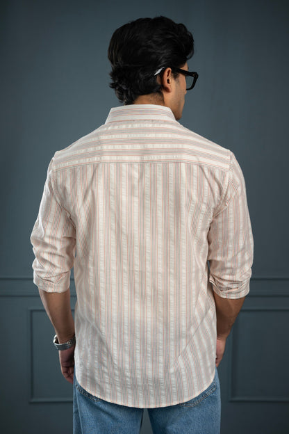 Sage Peach Stripe Shirt