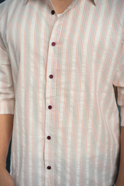 Sage Peach Stripe Shirt