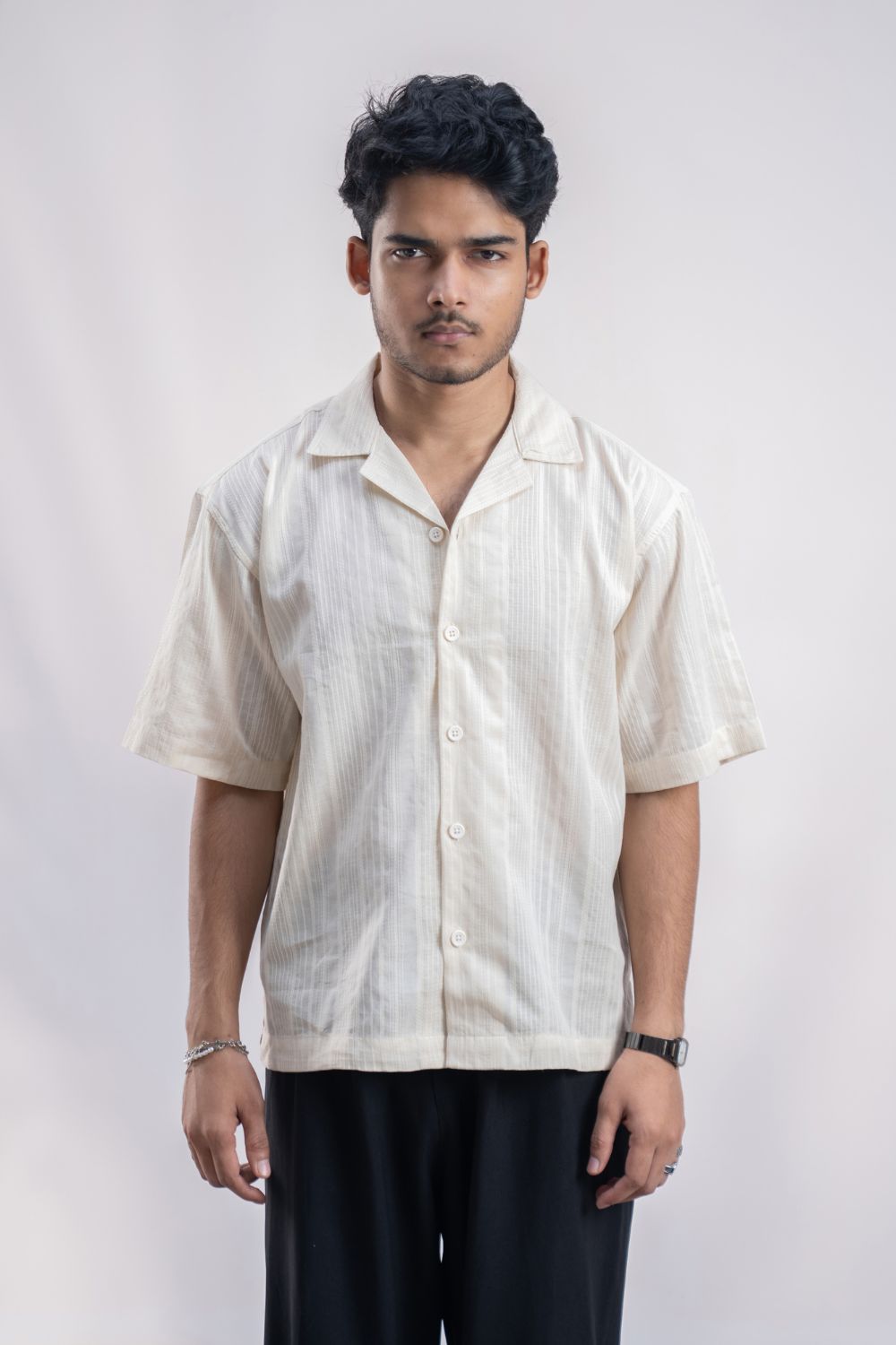 Raw Canvas | Cuban Collar Boxy Shirt
