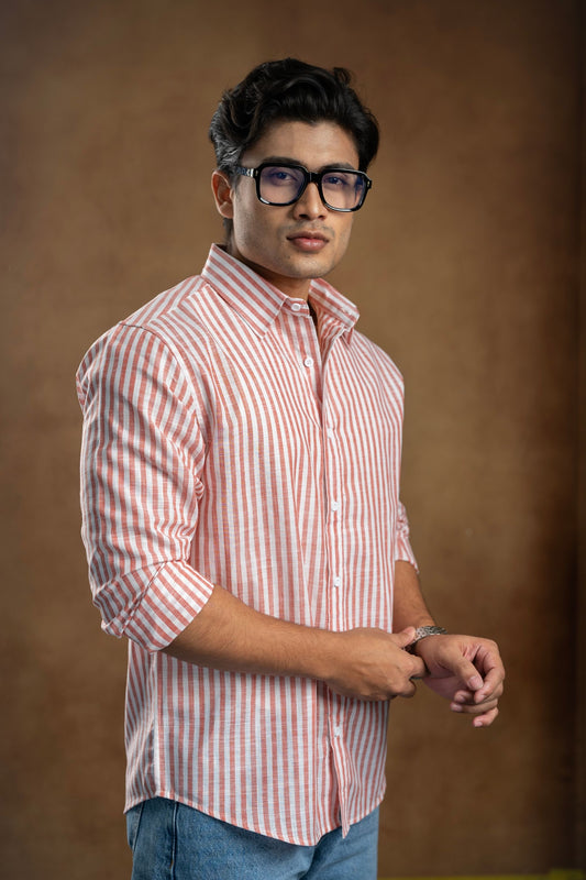 Rust & White Linear Shirt