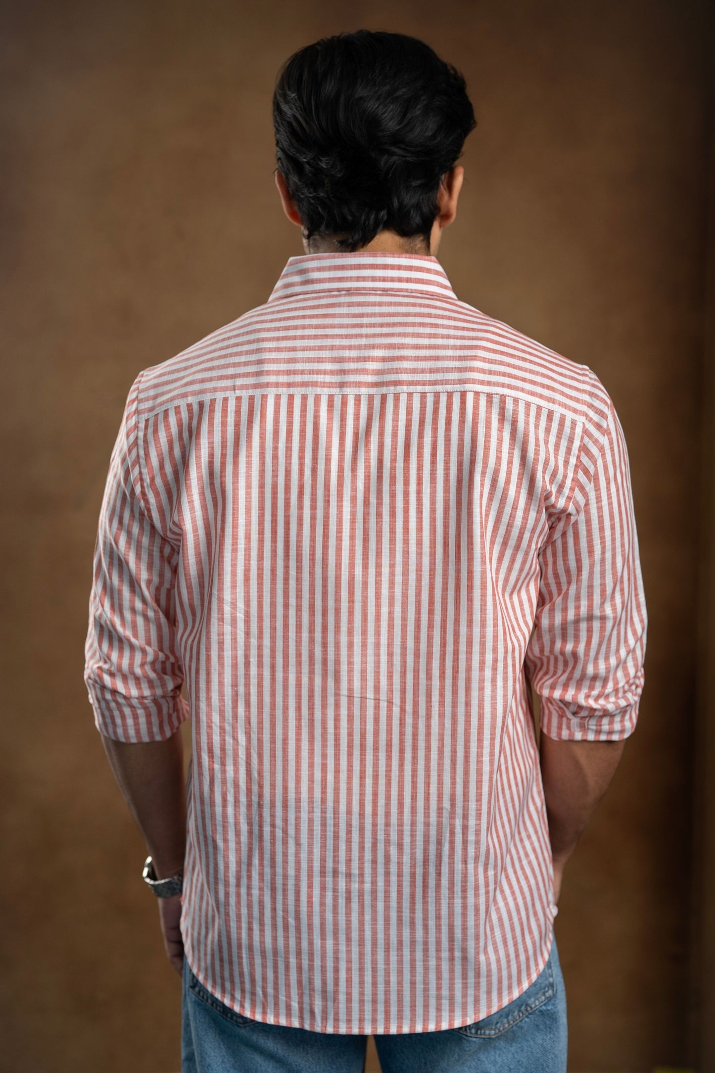 Rust & White Linear Shirt