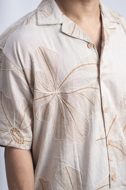 Desert Blossom | Cuban Collar Boxy Shirt