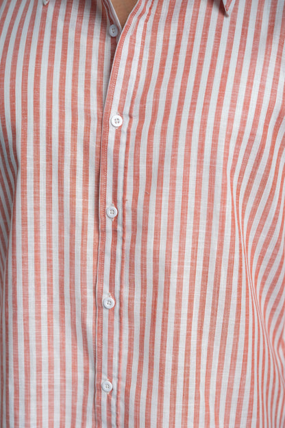 Rust & White Linear Shirt
