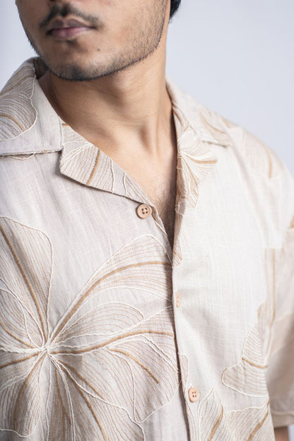Desert Blossom | Cuban Collar Boxy Shirt
