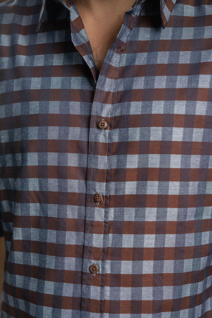Dark brown Checked Shirt