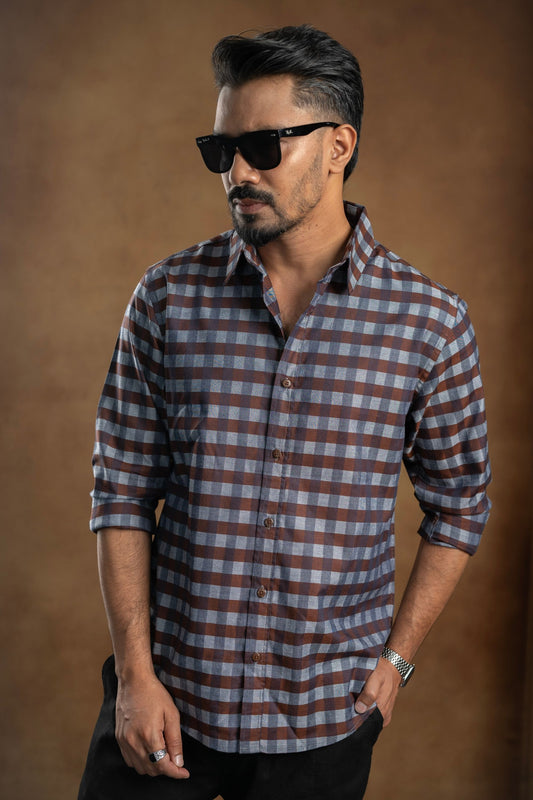 Dark brown Checked Shirt