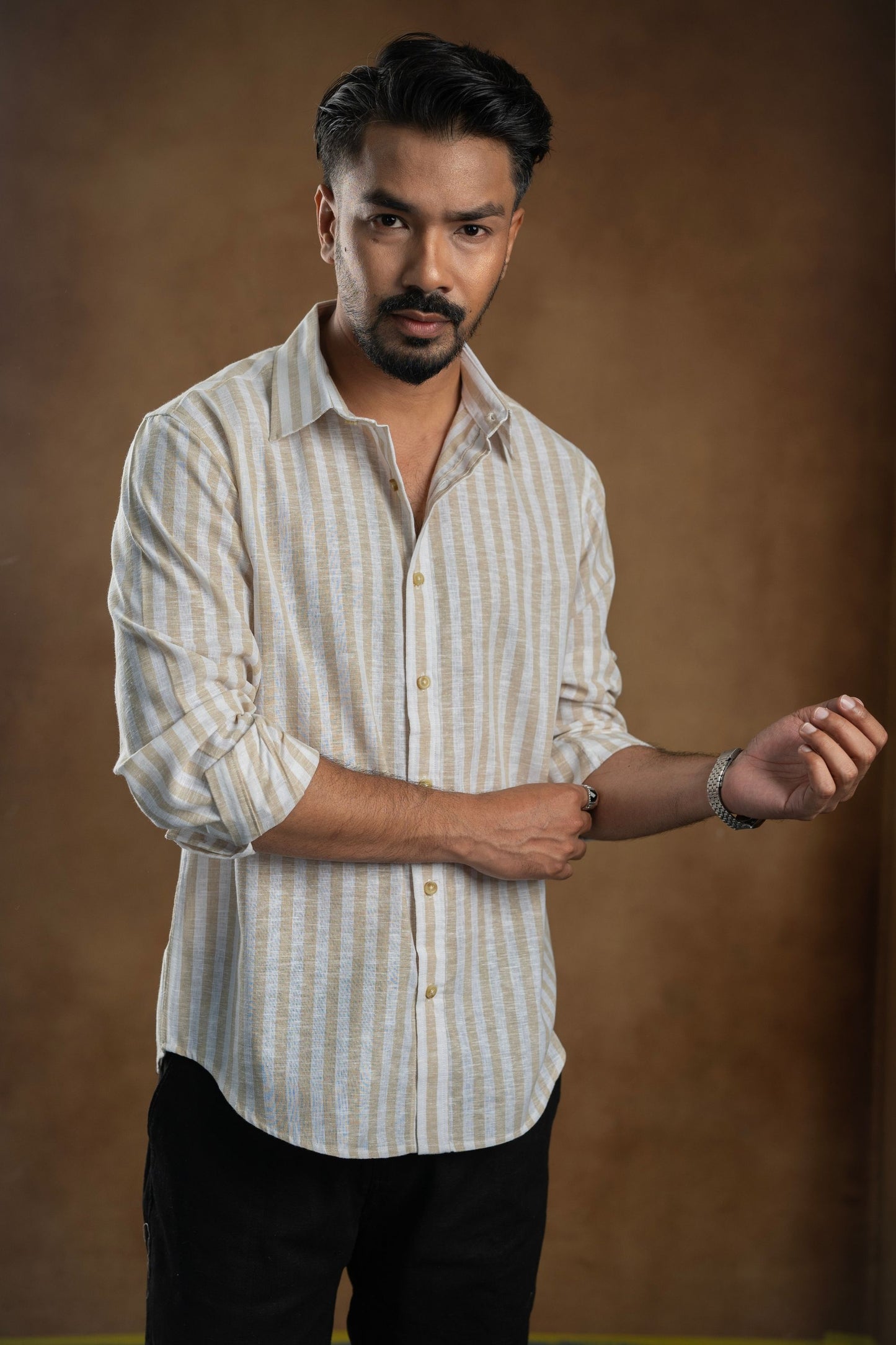 Classic Beige Stripe Shirt