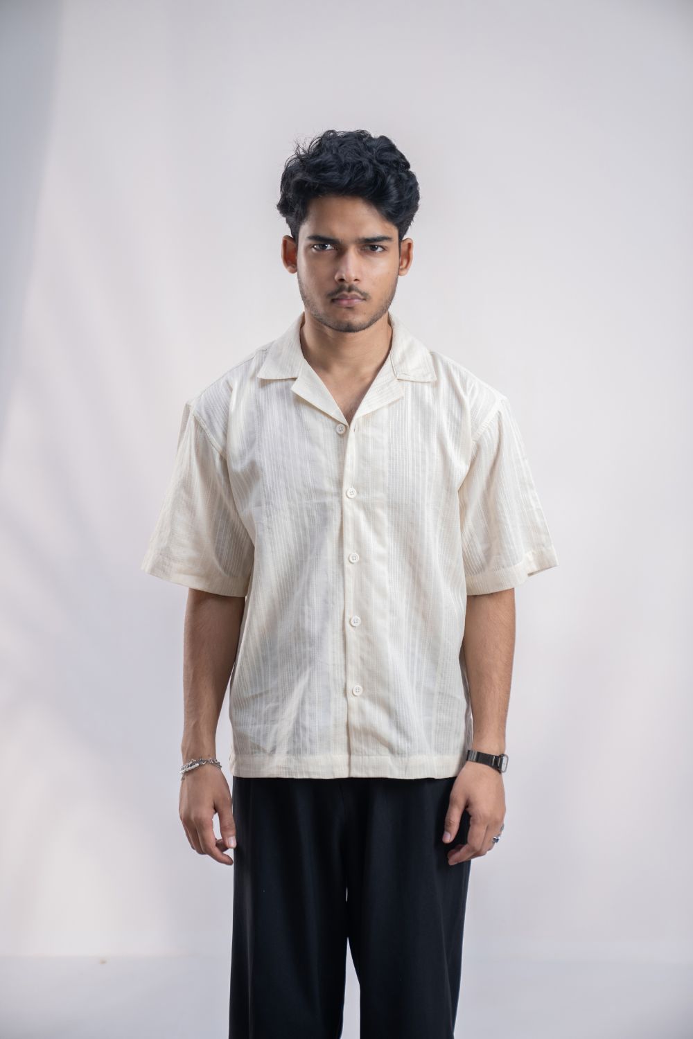 Raw Canvas | Cuban Collar Boxy Shirt
