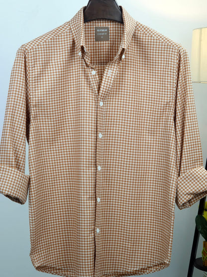 Classic Brown Gingham Check Shirt