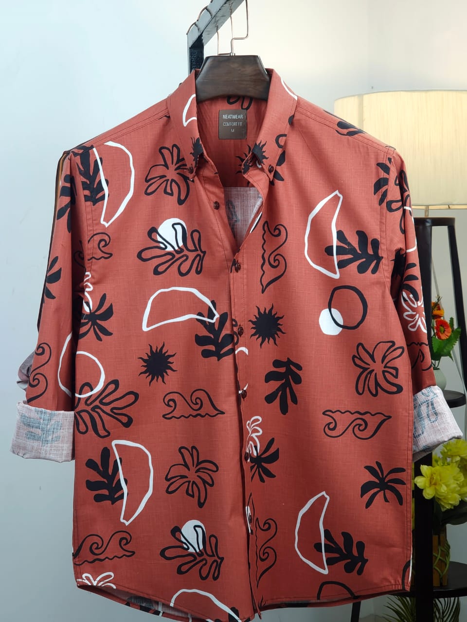 Terracotta Tropical Print Shirt